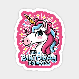 The Birthday Princess with vibrant kawaii Unicorn Magnet