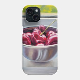 Cherries in a Silver Bowl painting Phone Case