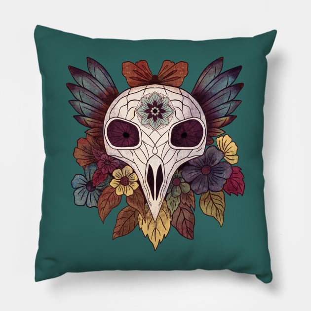 Bird skull Pillow by Ange art