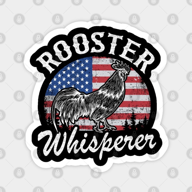 Rooster Whisperer Funny Chicken Farmer Vintage Magnet by Kuehni
