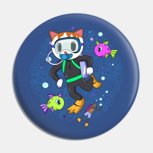 Scuba Diving Cat with Poop Snorkler Pin