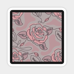 Mauve Rose Line Art Magnet