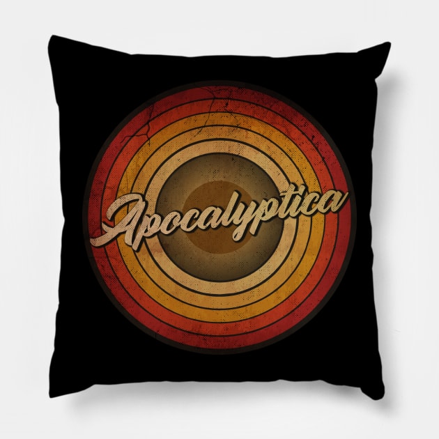 arjunthemaniac,circle retro faded Apocalyptica Pillow by arjunthemaniac