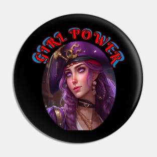 Girl power, purple pirate dancer Pin