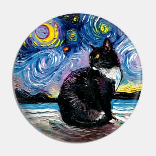 Black Tuxedo Cat Night 2 Pin