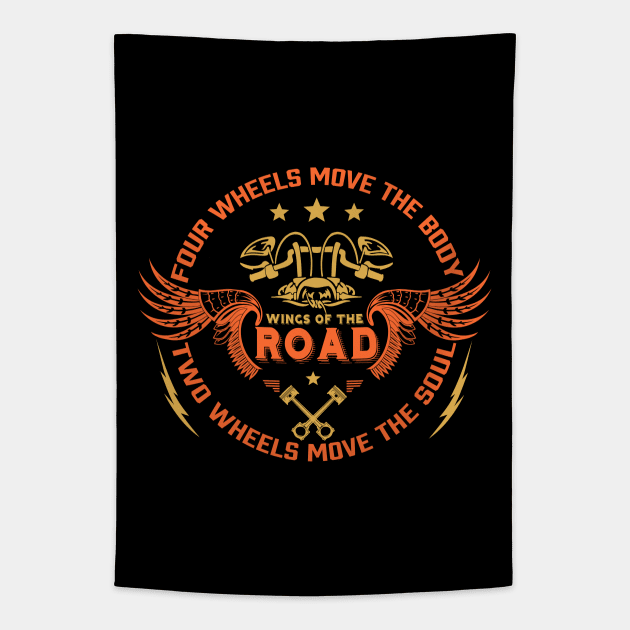 Motorcycle Wings of The Road Tapestry by Liberty Art