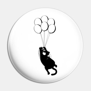 Black cat floating Pin