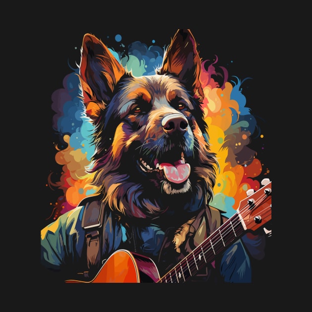 German Shepherd Playing Guitar by JH Mart