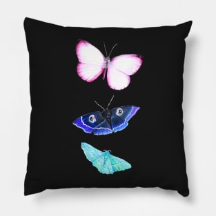 Butterflies and Moths Pattern - Black Pillow