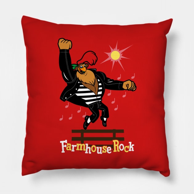 Farmhouse Rock Music Retro Vintage Cool 90's Cartoon Pillow by BoggsNicolas