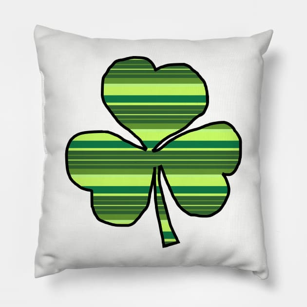 Irish Shamrock Green Stripes Pillow by ellenhenryart