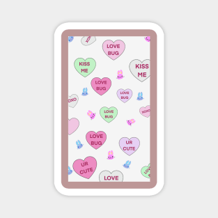 Happy Valentines Day Candy Conversation Hearts Love Bug Magnet