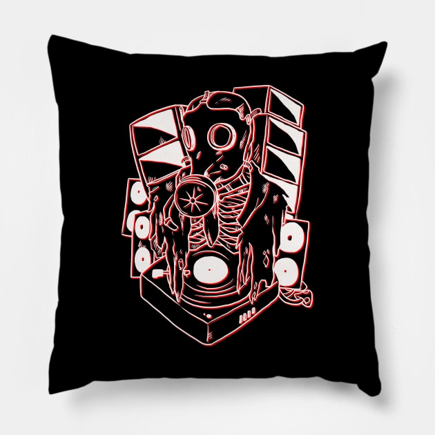 Tekno Soundsystem Vinyl Gas Mask Pillow by T-Shirt Dealer