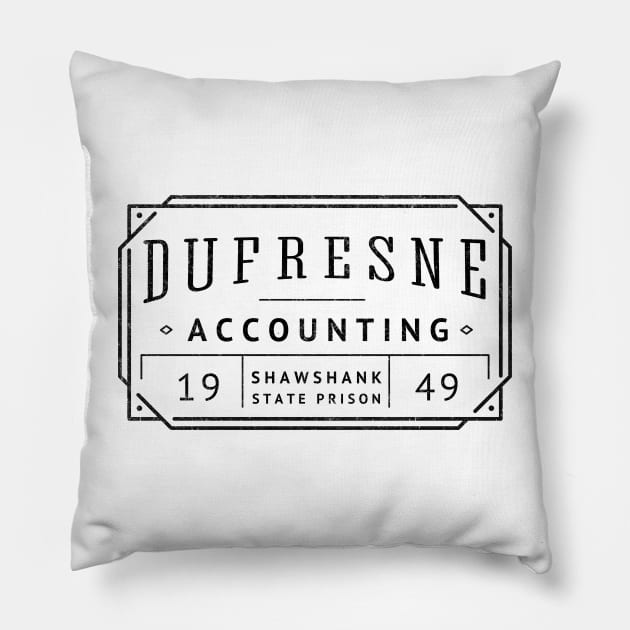 Dufresne Accounting - Shawshank State Prison 1949 - vintage logo Pillow by BodinStreet