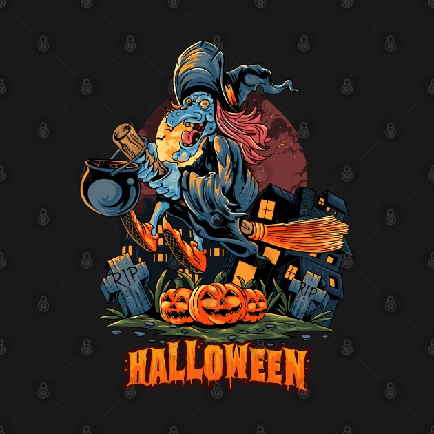 Halloween witch with pumpkin by sharukhdesign