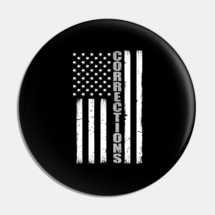 Thin Silver Line Corrections Flag Pin