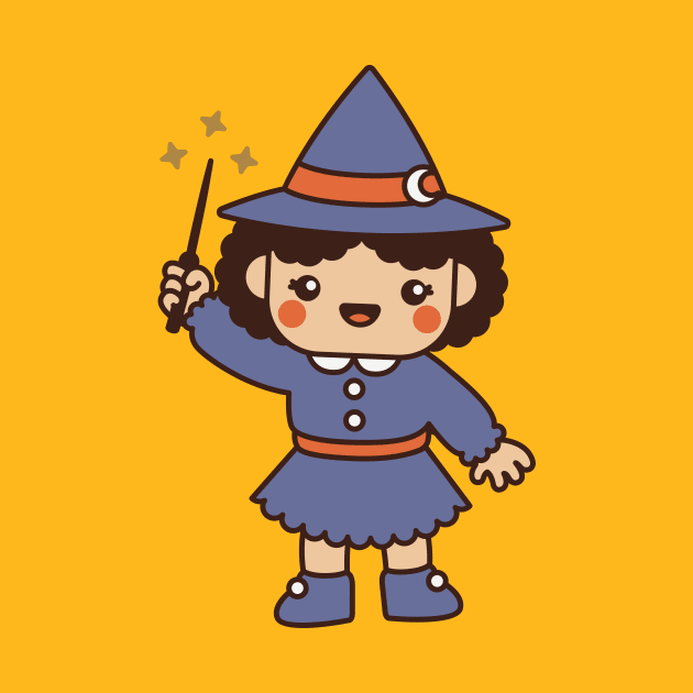 Kawaii Cute Cartoon Witch Kid by SLAG_Creative