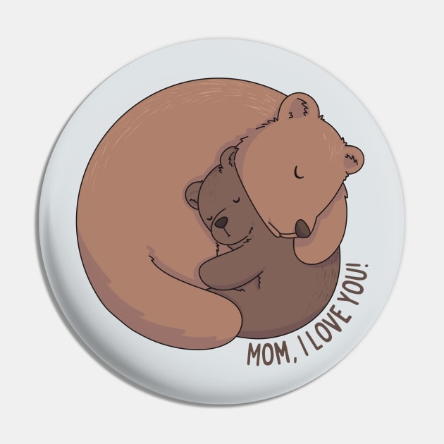 Bear Hugs: A Bond Between Mother and Cub Pin by Art by Biyan
