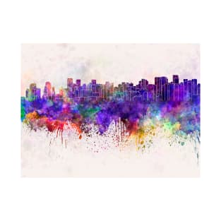 Chengdu skyline in watercolor background T-Shirt