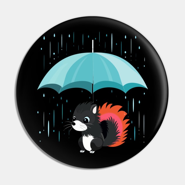 Skunk Rainy Day With Umbrella Pin by JH Mart