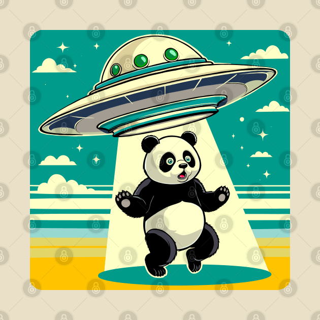 Panda Bear Being Abducted by Aliens by Ghost on Toast