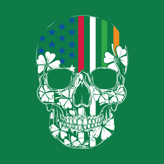 USA and Irish Flag Skull St Patrick’s Day by Wintrly