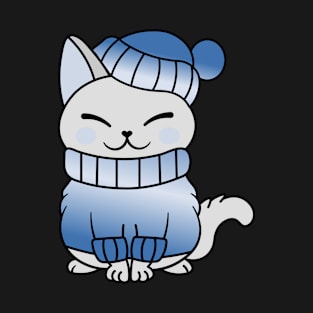 Cute Cozy Colorful Snow Winter Cat Kitty T-Shirt