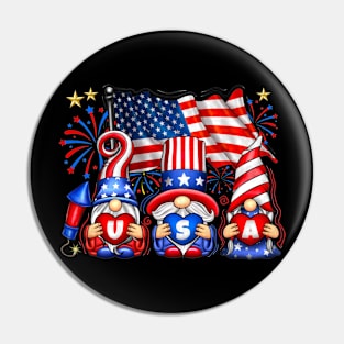 4th Of July Patriotic Gnomes Sunglasses American Fireworks Pin