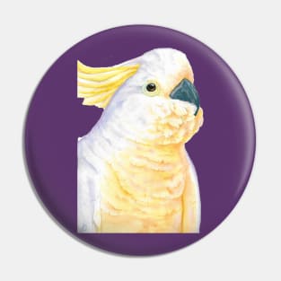 watercolor yellow-crested cockatoo face the sunrise - portrait painting parrot Pin