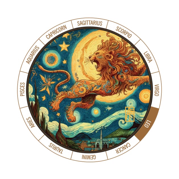 ZODIAC Leo - Astrological LEO - LEO - ZODIAC sign - Van Gogh style - 13 by ArtProjectShop