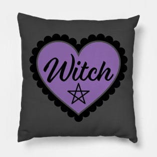 Purple Witch Heart Pillow