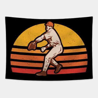 Retro Vintage Baseball Pitcher Gift Baseball Lover Tapestry