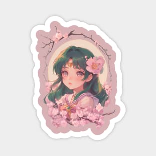 Cute Anime Girl Cherry Blossom Magnet