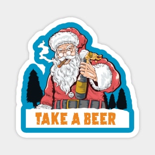 take a beer Santa Claus Cigar smoking pines Magnet