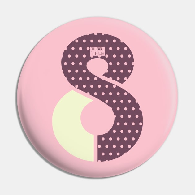 Number 8 Eight Ladies Girls Polka Dots Girly Cute Pin by porcodiseno