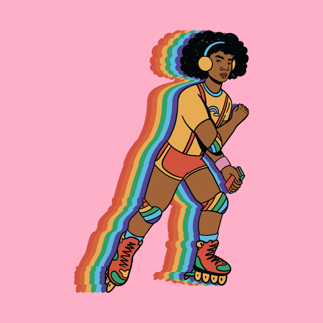 Vintage Roller Girl on Rollerblades // Rainbow Skater by SLAG_Creative