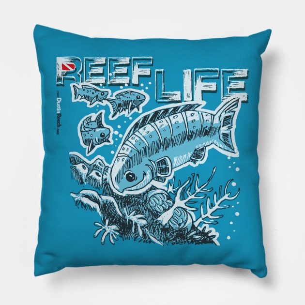 Fish Dive: Reef Life Pillow by Dustin Resch