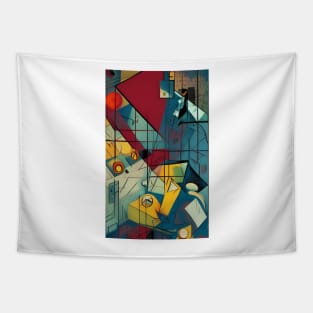 Cubist Line Composition Tapestry