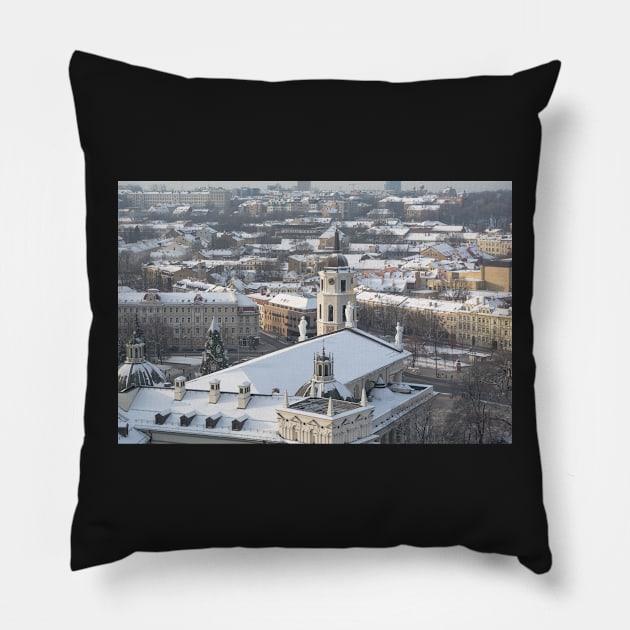 Vilnius old town cityscape Pillow by lena-maximova