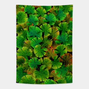 Tropical Green Palm leaf pattern painting Tapestry