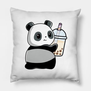 Cute Little Panda Loves Boba! Pillow