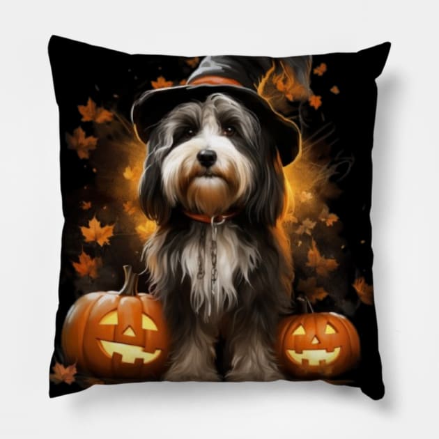 Tibetan terrier Halloween Pillow by NatashaCuteShop