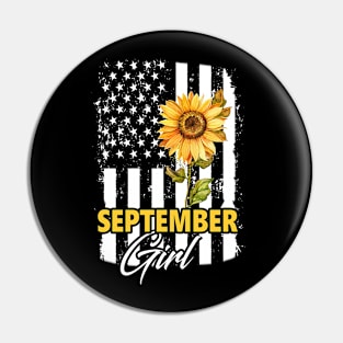 Flag Sunflower September Girl Pin