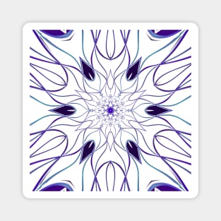 Cartoon Mandala Flower White and Purple Magnet