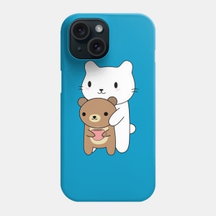 Cute Cat and Brown Bear T-Shirt Phone Case