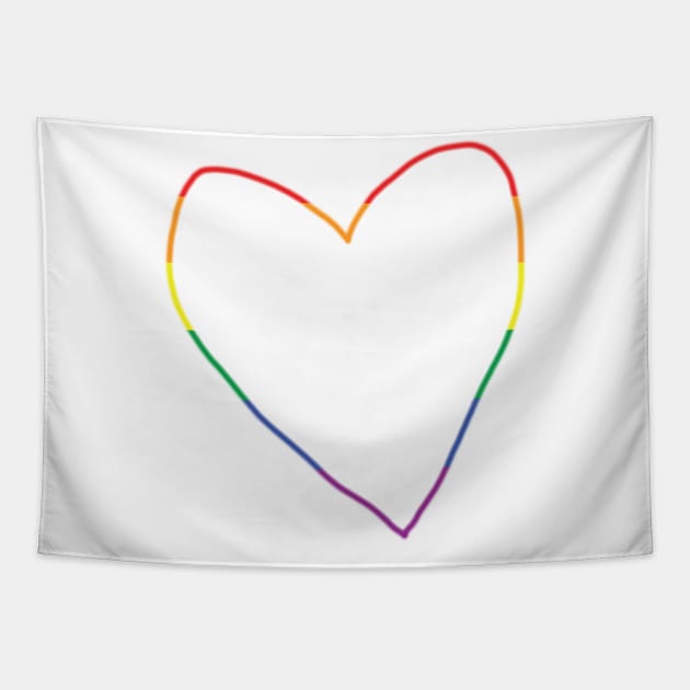 Pride Stripes Heart Line Valentines Day Tapestry by ellenhenryart