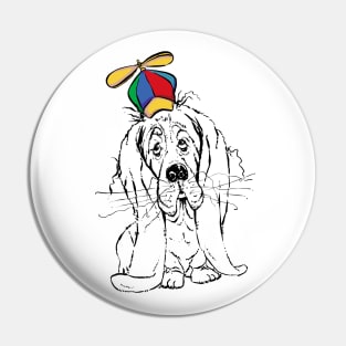 Cute Droopy Basset Hound with a Spinner Hat Pin