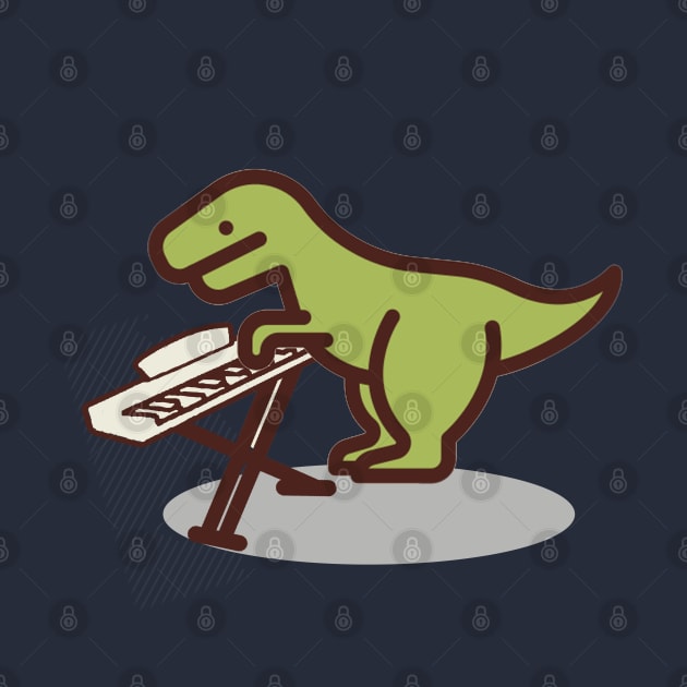 Cute T rex playing a keyboard piano; muso; band; musician; funny; dinosaur; dinosaurs; T-rex; Trex; cute; instrument; by Be my good time