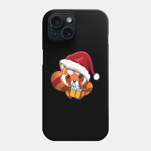 Cute cartoon red panda with christmas hat Phone Case by zwestshops