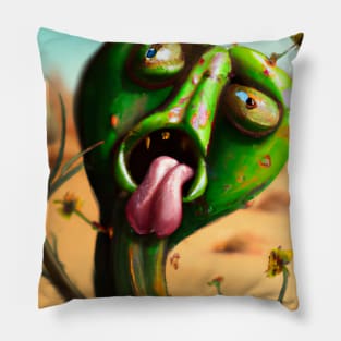 Laughing cactus in the desert Pillow